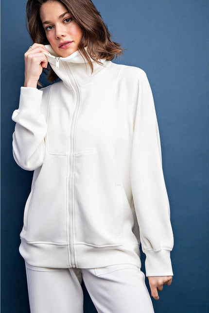 Modal Poly Full Zip Jacket Cream