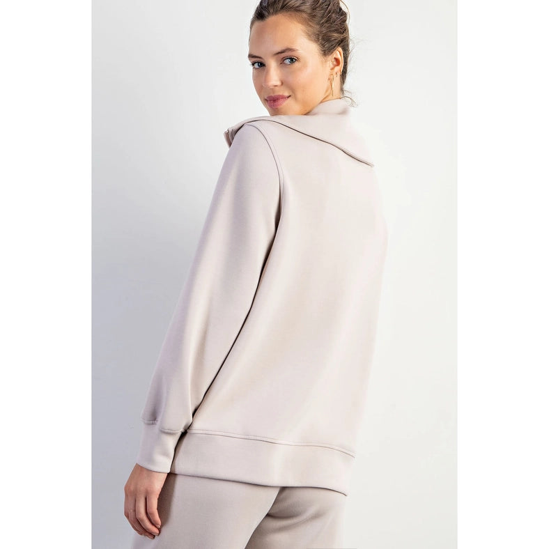 Modal Poly Full Zip Jacket Mocha Cream