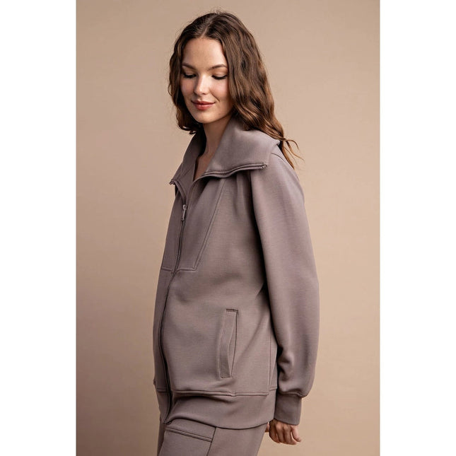 Modal Poly Full Zip Jacket Mocha