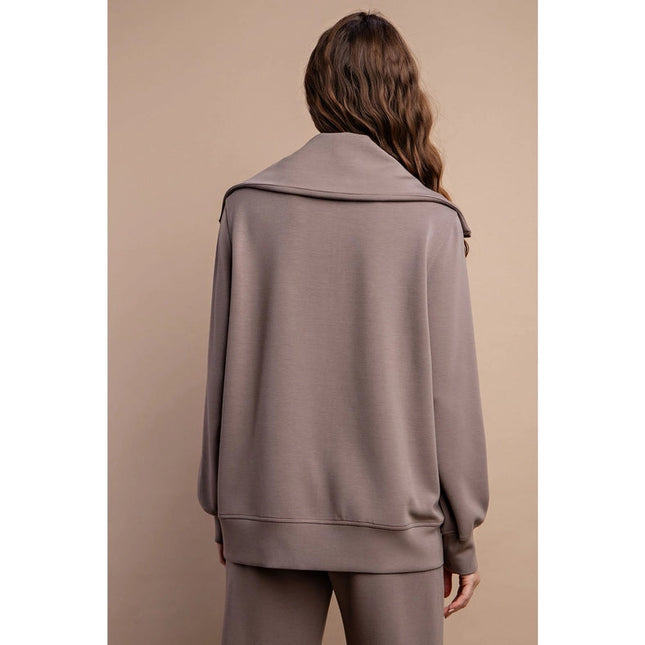 Modal Poly Full Zip Jacket Mocha