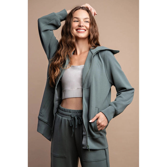 Modal Poly Full Zip Jacket Sage Leaf