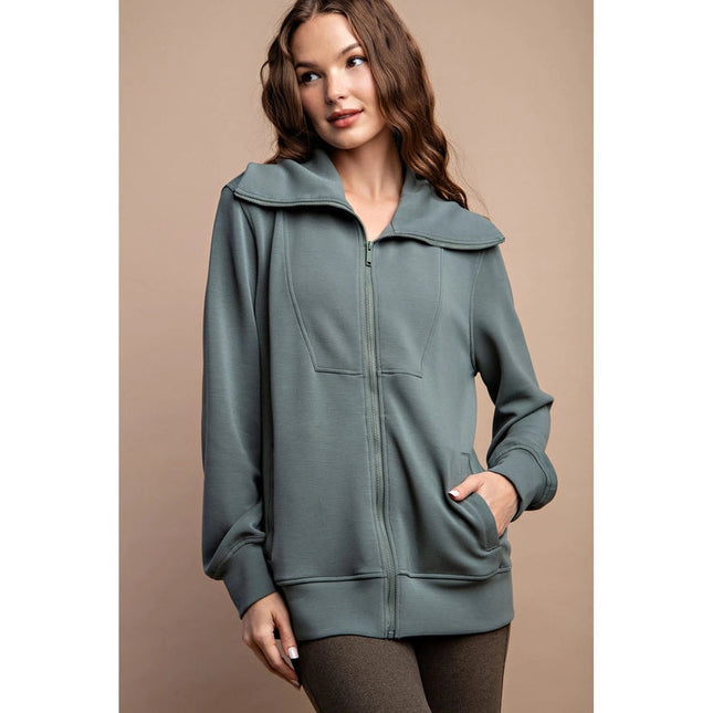 Modal Poly Full Zip Jacket Sage Leaf