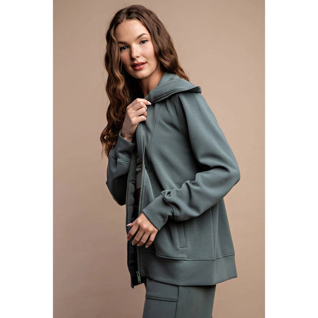 Modal Poly Full Zip Jacket Sage Leaf