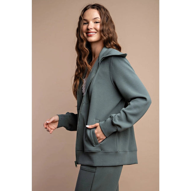 Modal Poly Full Zip Jacket Sage Leaf