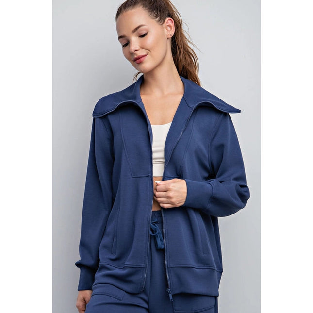 Modal Poly Full Zip Jacket Smoky Navy