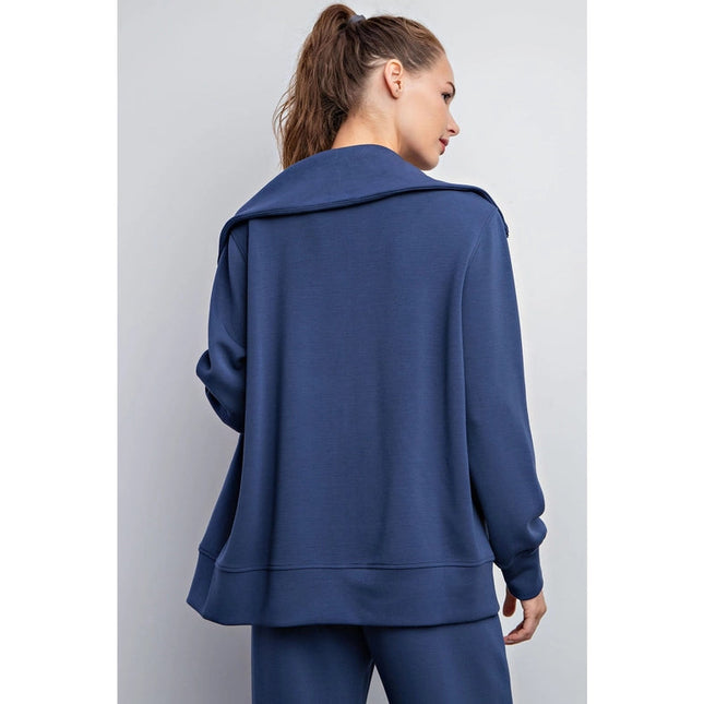 Modal Poly Full Zip Jacket Smoky Navy