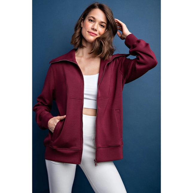 Modal Poly Full Zip Jacket Smoky Wine