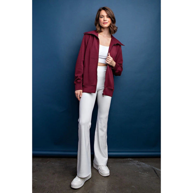 Modal Poly Full Zip Jacket Smoky Wine