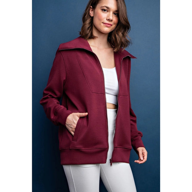 Modal Poly Full Zip Jacket Smoky Wine