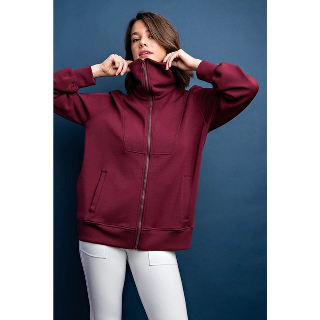 Modal Poly Full Zip Jacket Smoky Wine