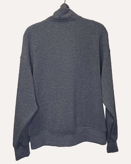 Modal Poly Span Quarter Zip Funnel Neck Pullover H Charcoal