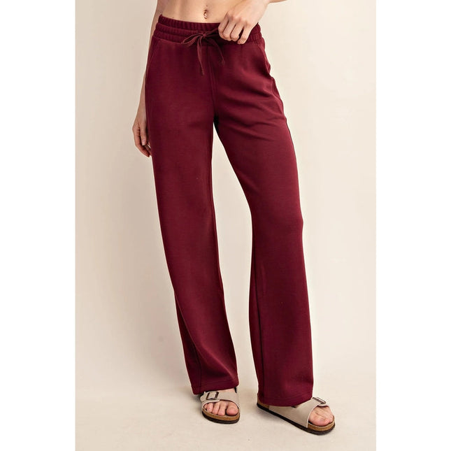 Modal Poly Span Scuba Straight Pant Wine