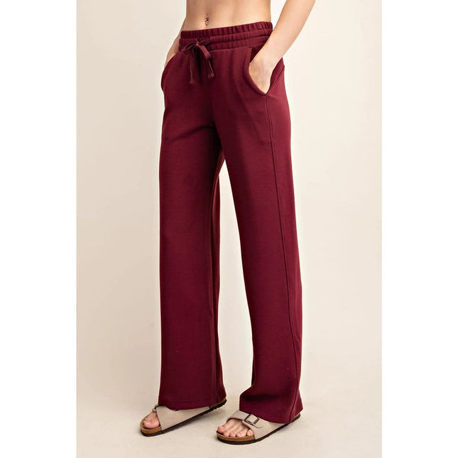 Modal Poly Span Scuba Straight Pant Wine