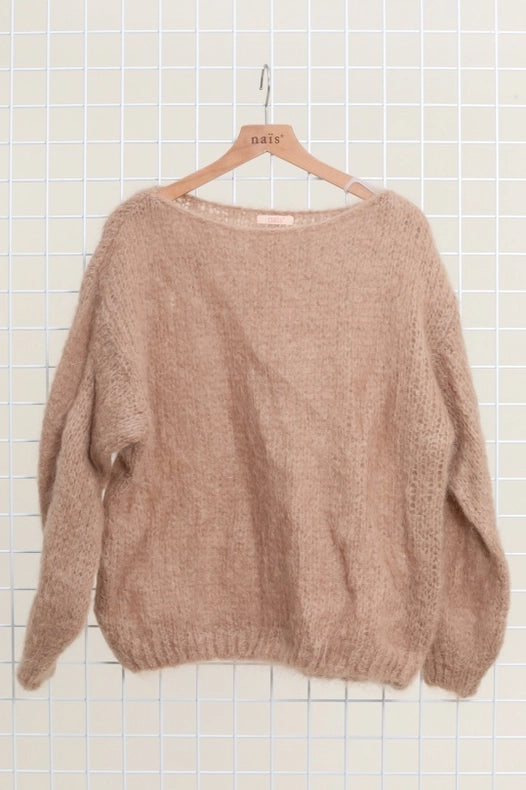 Mohair And Wool Boat Neck Sweater