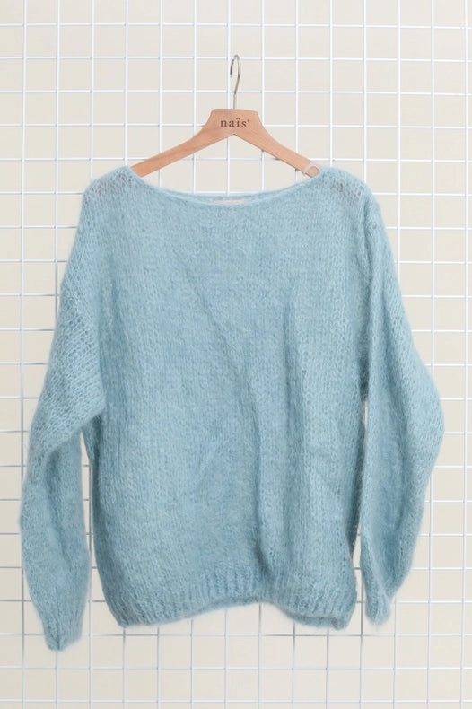 Mohair And Wool Boat Neck Sweater