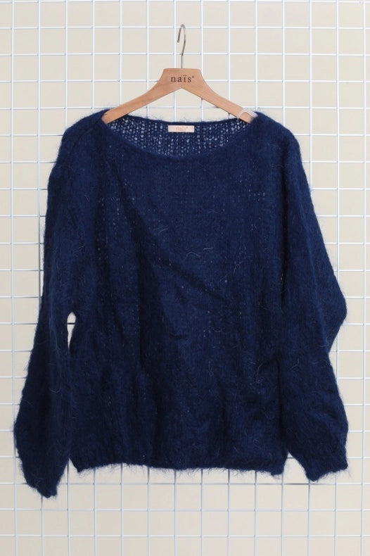 Mohair And Wool Boat Neck Sweater