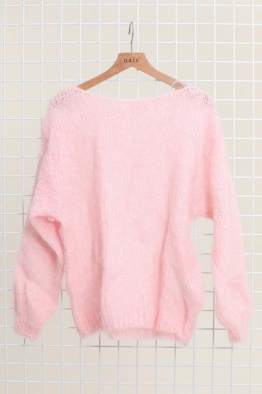 Mohair And Wool Boat Neck Sweater