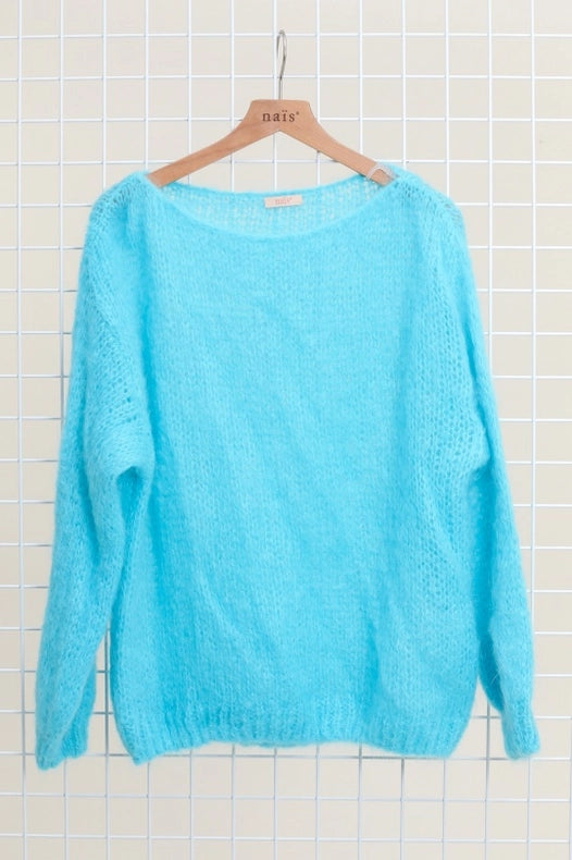 Mohair And Wool Boat Neck Sweater