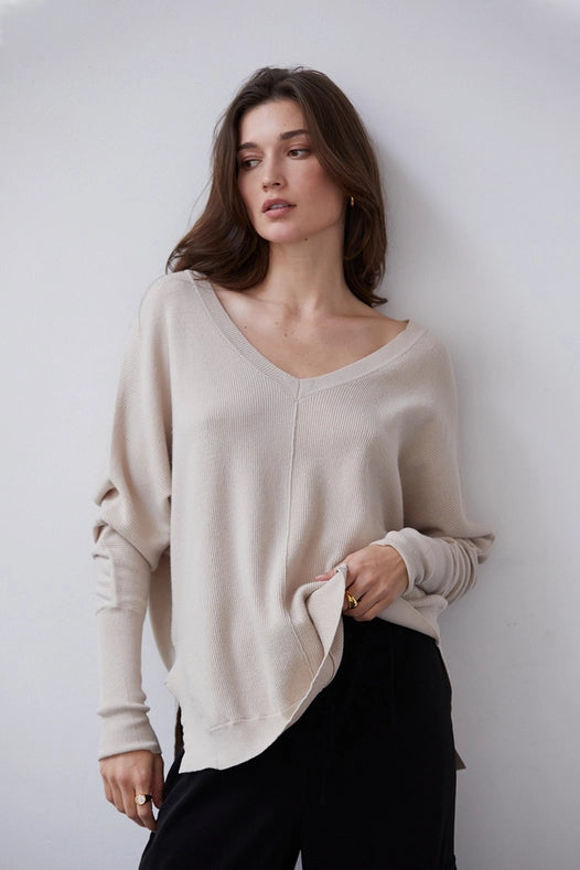 Monica V-Neck Dolman Sweater Top