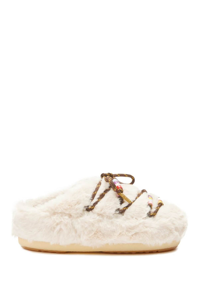 Moon Boot faux fur mules with beads