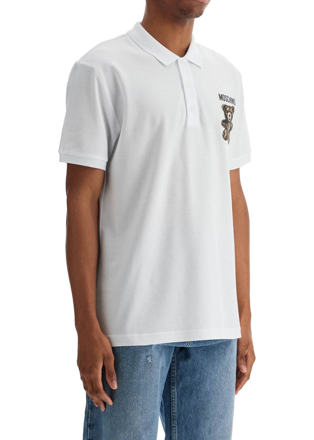 Moschino white cotton polo with embroidered logo