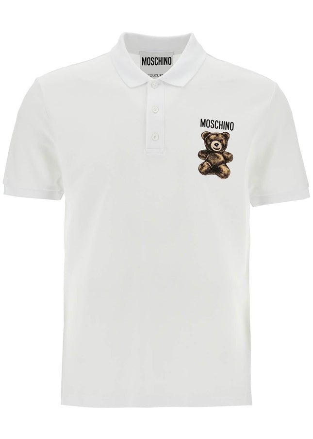 Moschino white cotton polo with embroidered logo