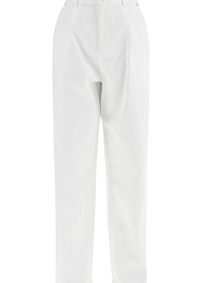 Moschino white cotton wide leg trousers