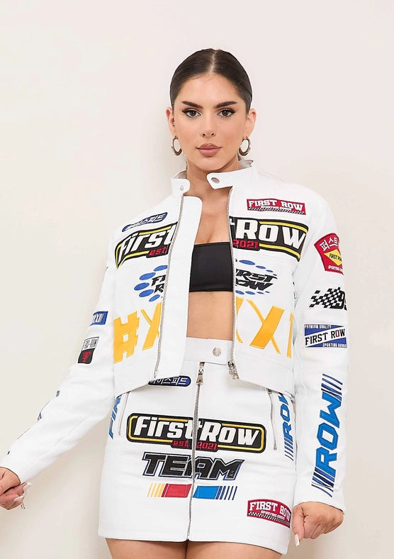 Motor Racing Leather Jacket White