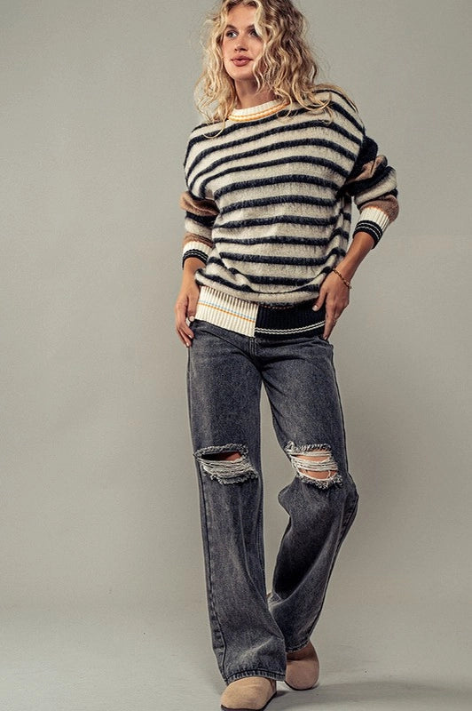 Mountainous Stripes Knit Sweater