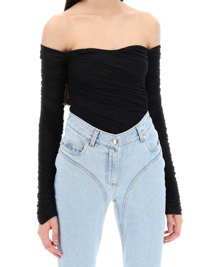 Mugler off-shoulder mesh body