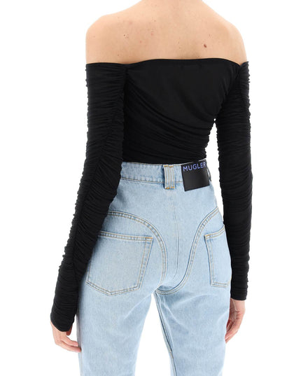 Mugler off-shoulder mesh body