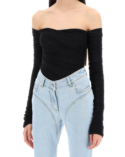 Mugler off-shoulder mesh body