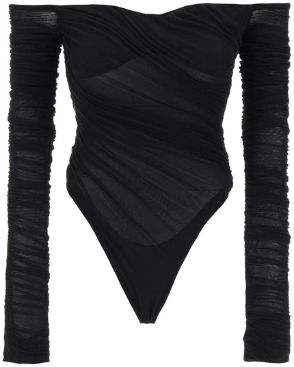 Mugler off-shoulder mesh body