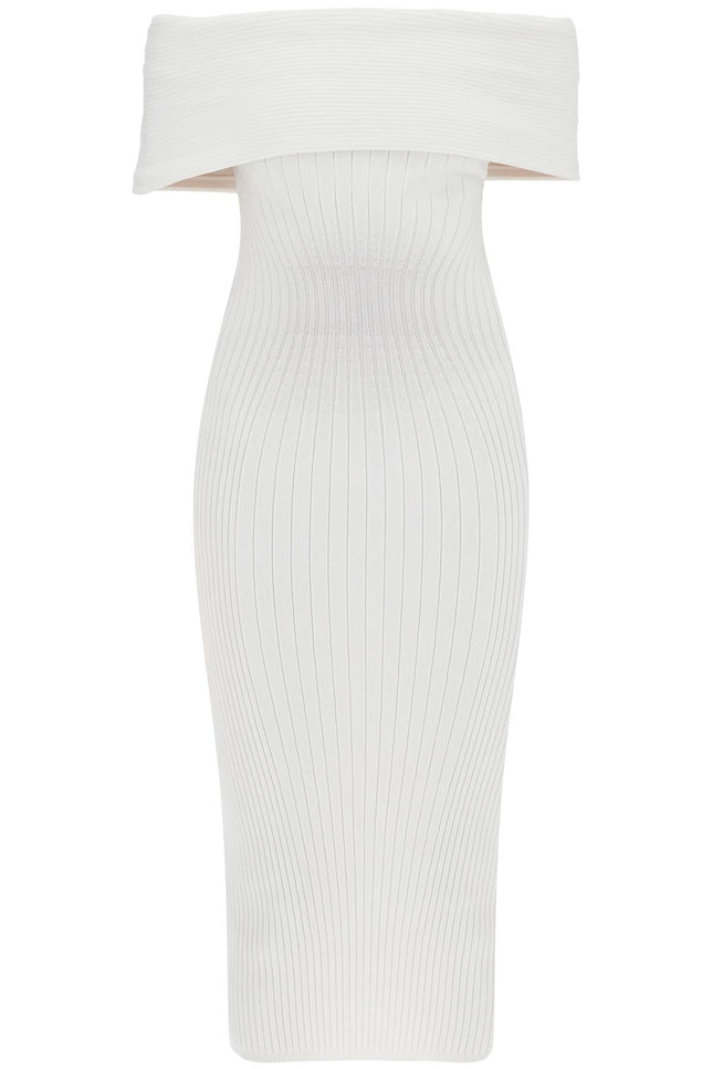 Mugler off-shoulder midi