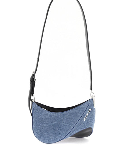 Mugler small denim spiral curve 01 shoulder bag