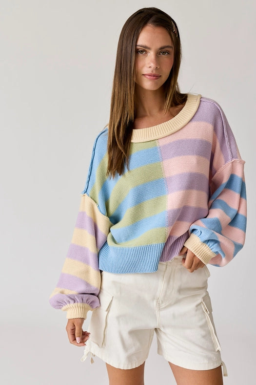 Multicolor Striped Knit Pullover