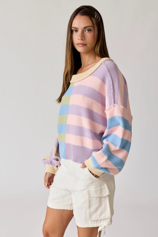 Multicolor Striped Knit Pullover