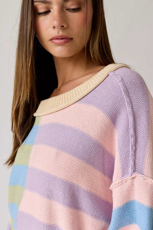 Multicolor Striped Knit Pullover