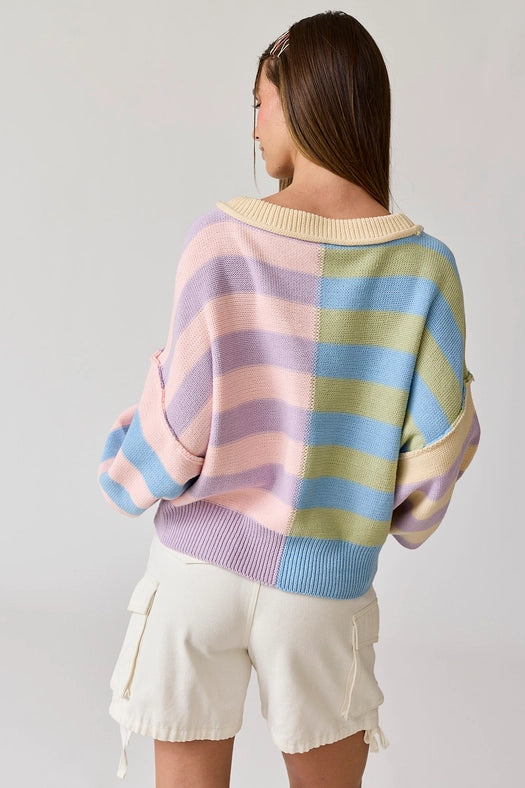 Multicolor Striped Knit Pullover