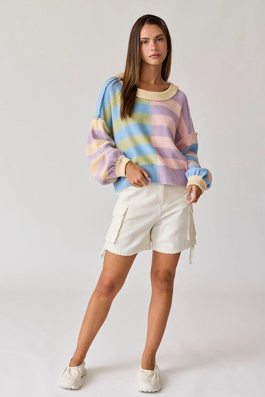 Multicolor Striped Knit Pullover