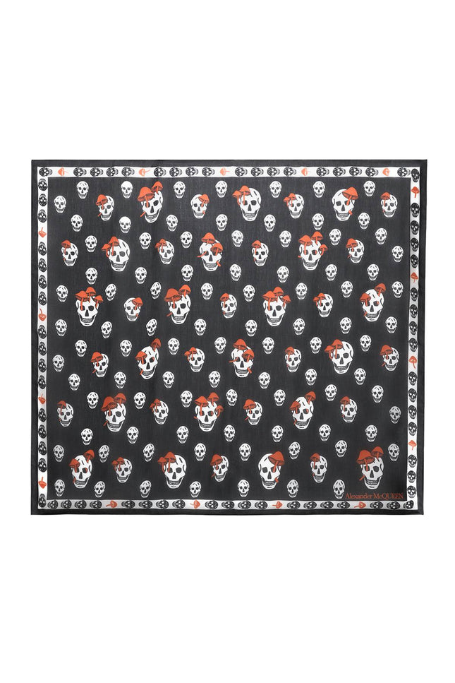 Mushrooms Skull Scarf-women > accessories > scarves and gloves > scarves-Alexander Mcqueen-os-Nero-Urbanheer