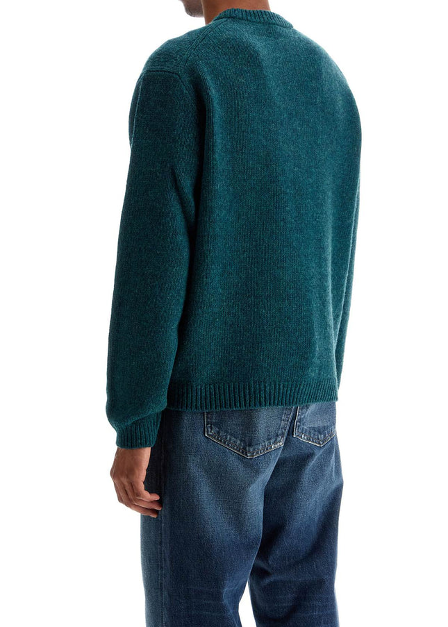 Maison Kitsune green wool sweater with fox intarsia