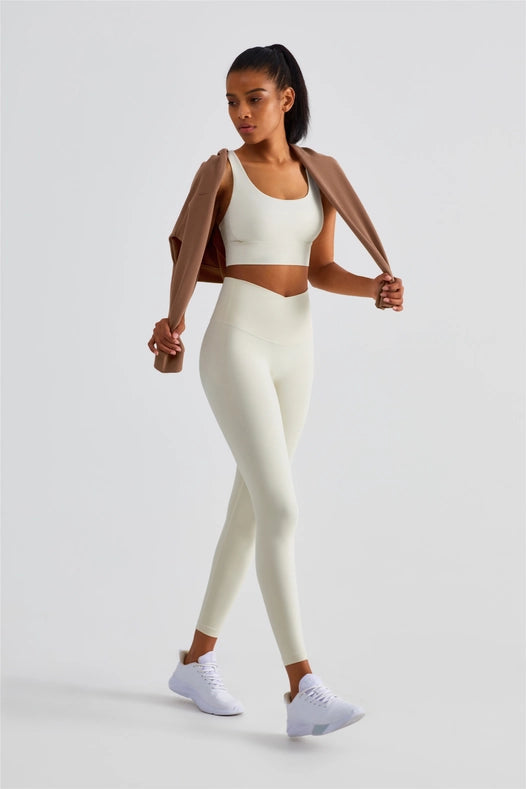 Naomi Cross Over High Waist Leggings Ivory