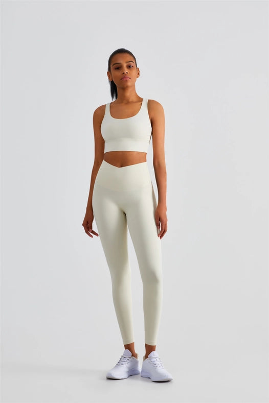 Naomi Cross Over High Waist Leggings Ivory