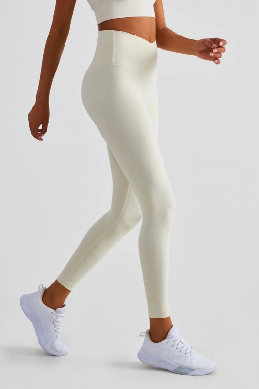 Naomi Cross Over High Waist Leggings Ivory