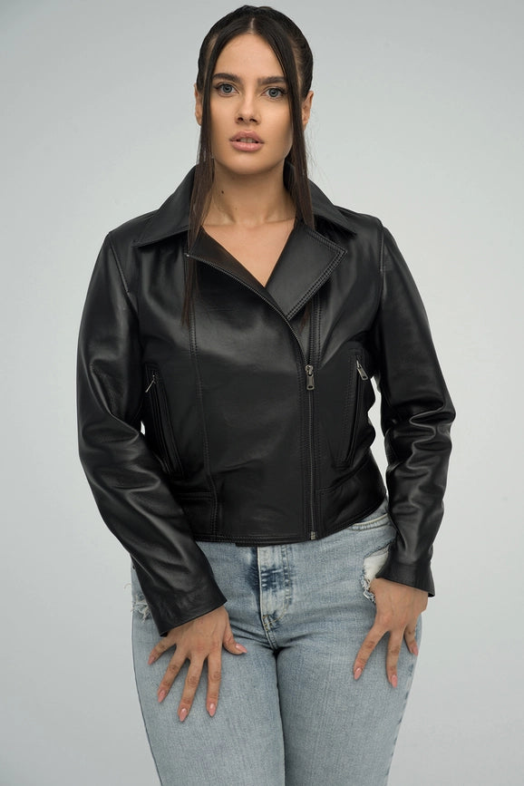 Natural Leather Jacket For Women black