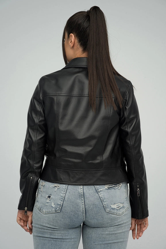 Natural Leather Jacket For Women black