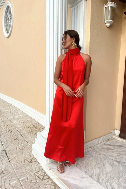 Night Halter Dress RED