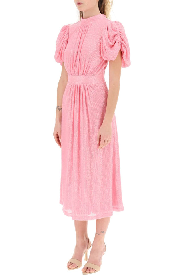 'Noon' Puff Sleeve Sequined Dress-women > clothing > dresses > midi-Rotate-34-Rosa-Urbanheer