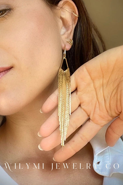 Nye | Gold Fringe Earrings | Gold Filled 5" Tassel